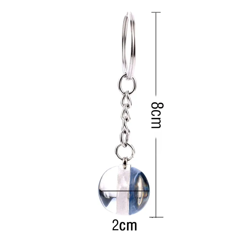 12 Constellation Keychain Fashion Double Side Cabochon Glass Ball Keychain For Men Women