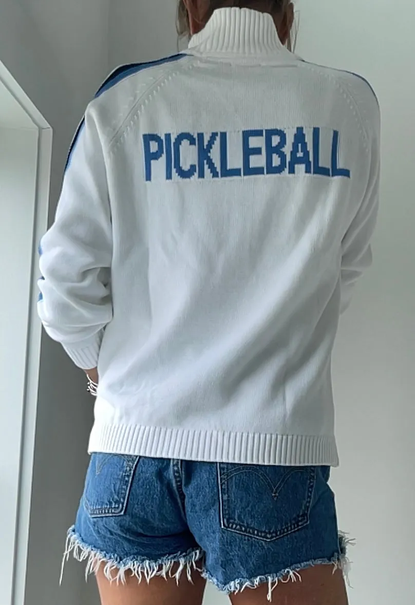 1/2 Zip Pickleball Sweater White/Blue