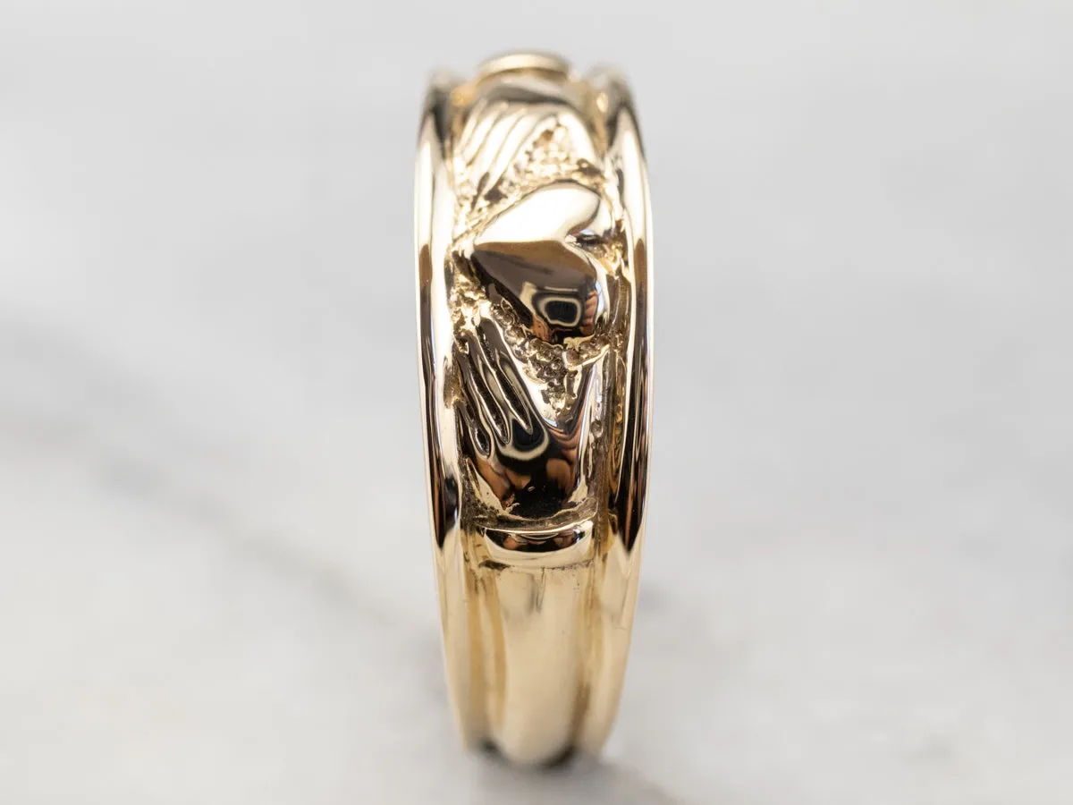 14K Gold Claddagh Band Ring