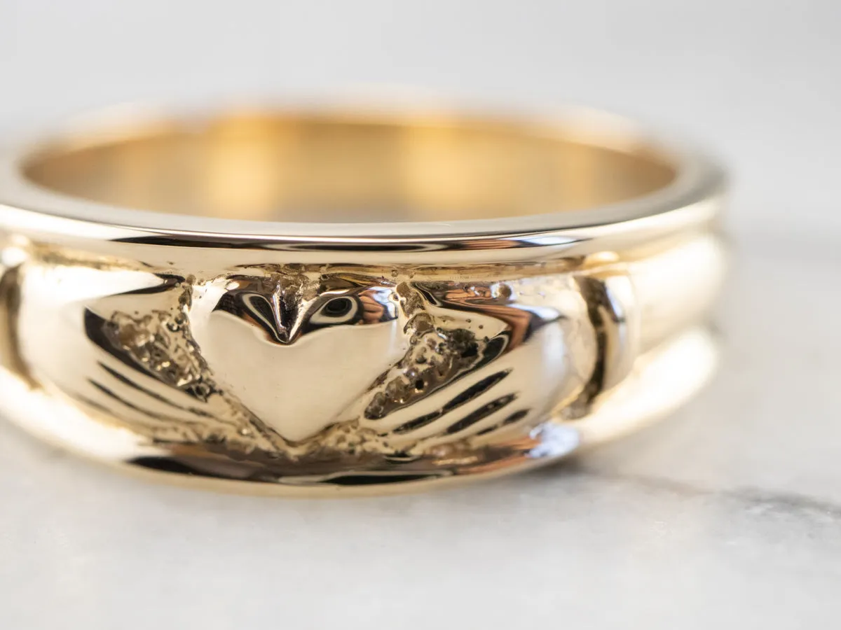 14K Gold Claddagh Band Ring