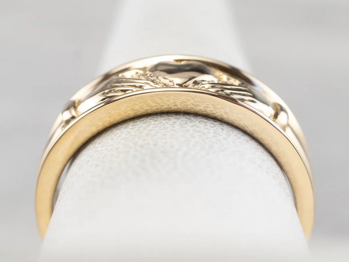 14K Gold Claddagh Band Ring