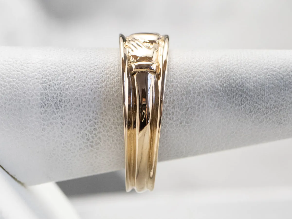 14K Gold Claddagh Band Ring