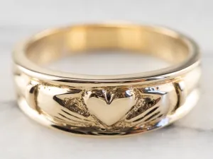 14K Gold Claddagh Band Ring