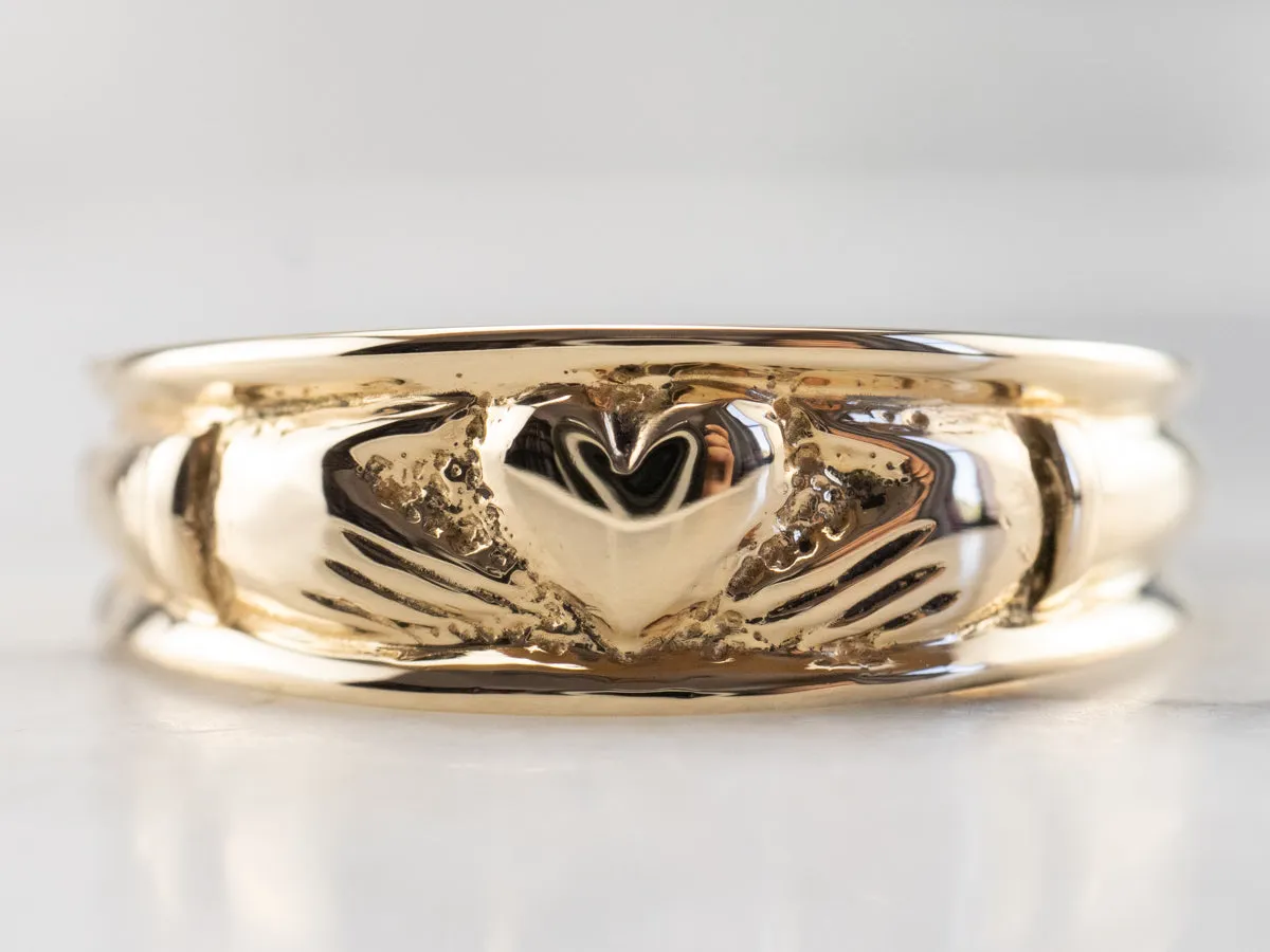 14K Gold Claddagh Band Ring