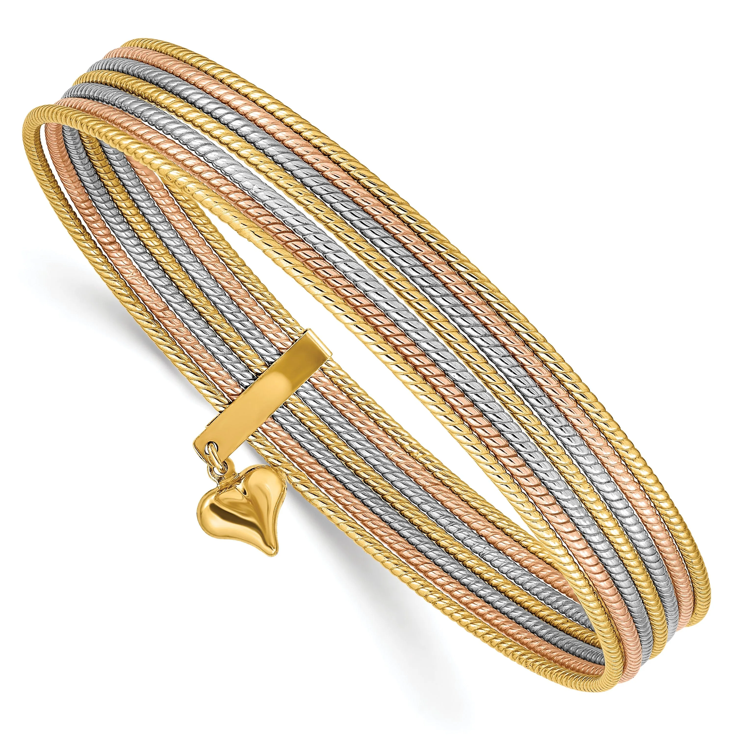 14k Tri-color Gold 7 Bangles