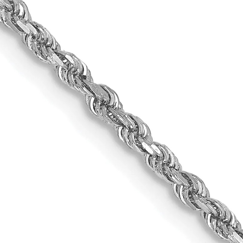 14k White Gold 1.80mm Diamond Cut Rope Chain