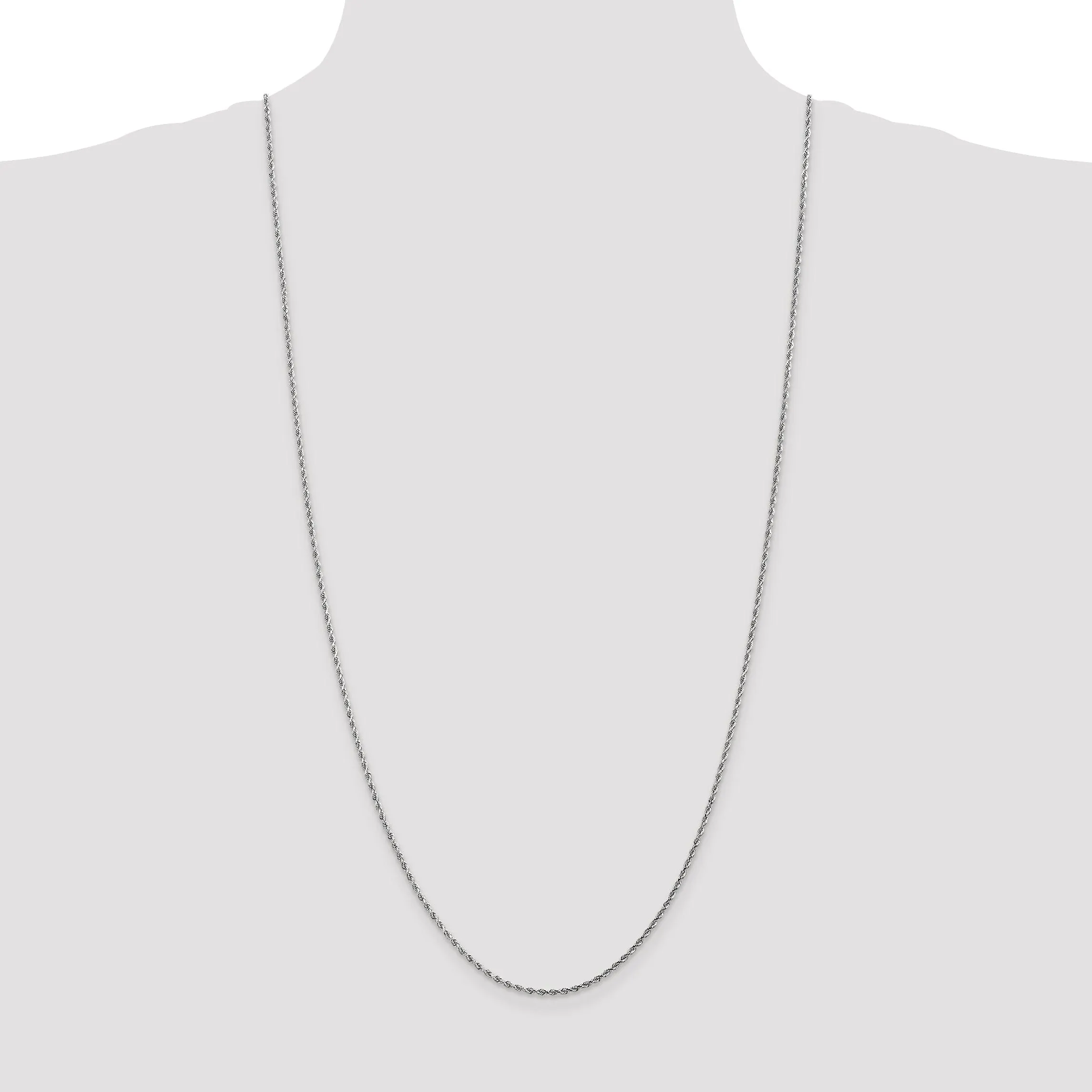 14k White Gold 1.80mm Diamond Cut Rope Chain