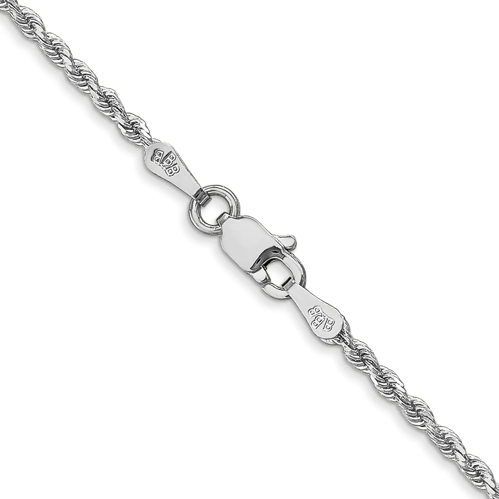 14k White Gold 1.80mm Diamond Cut Rope Chain