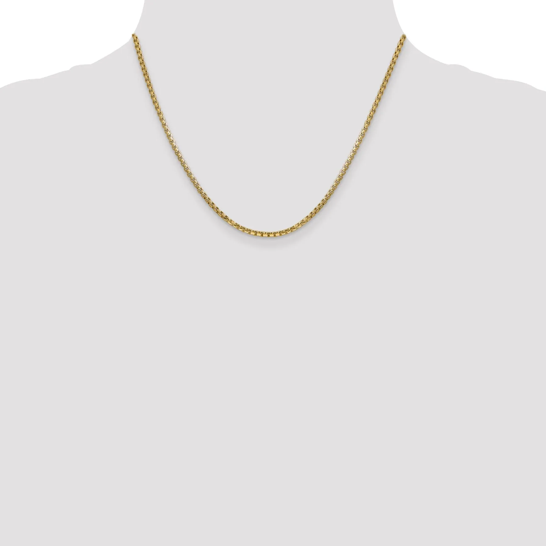 14k Yellow Gold 2.45mm Hollow Round Box Chain