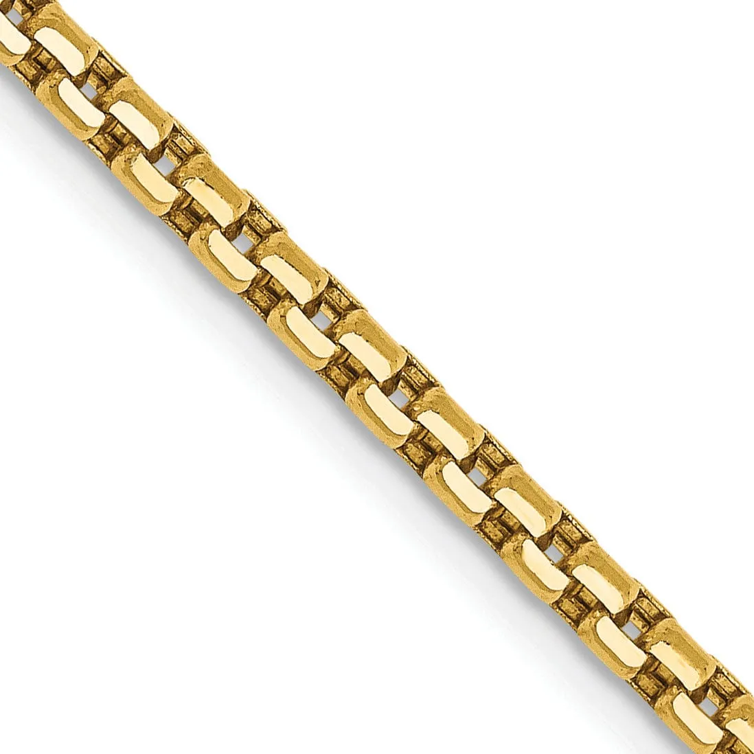 14k Yellow Gold 2.45mm Hollow Round Box Chain