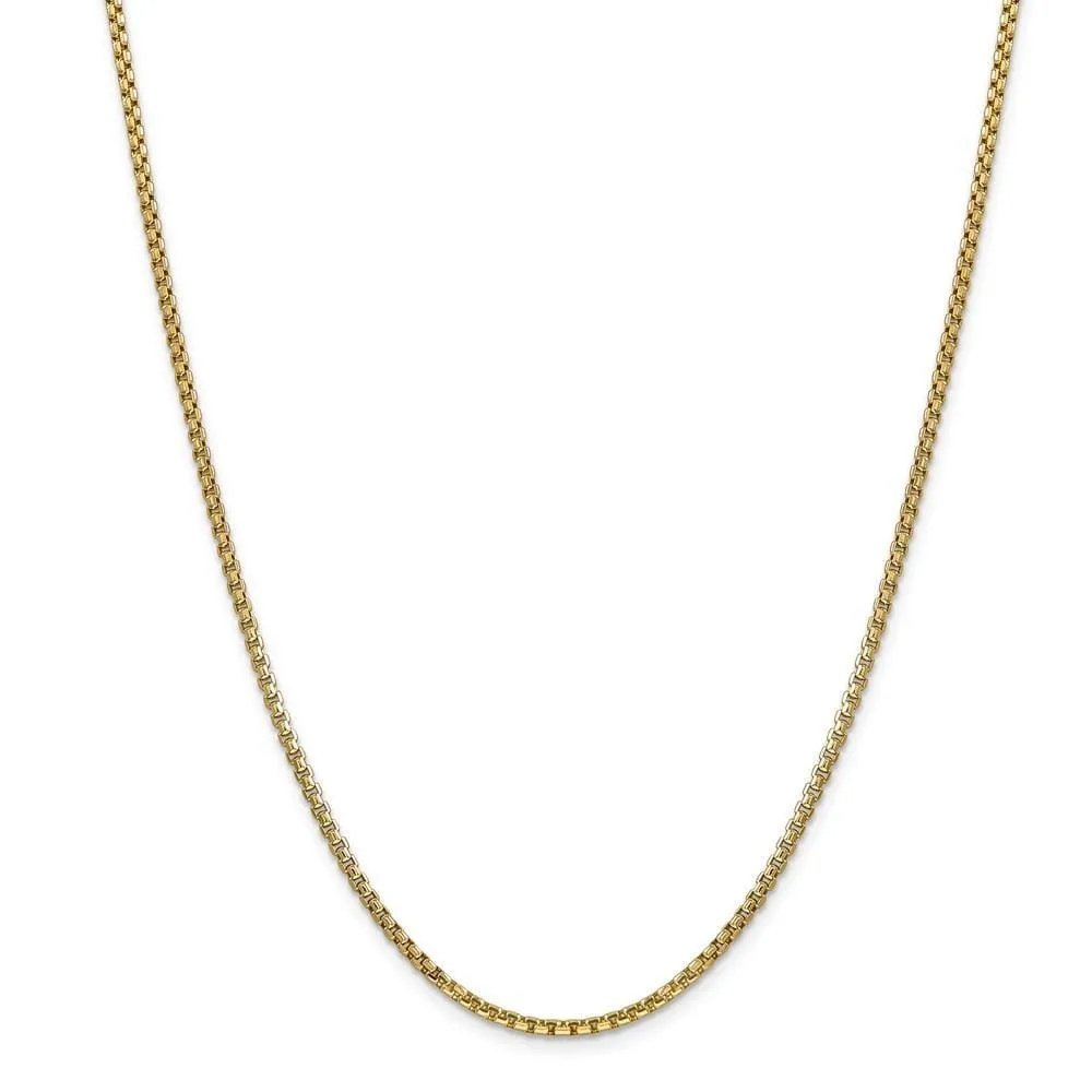 14k Yellow Gold 2.45mm Hollow Round Box Chain