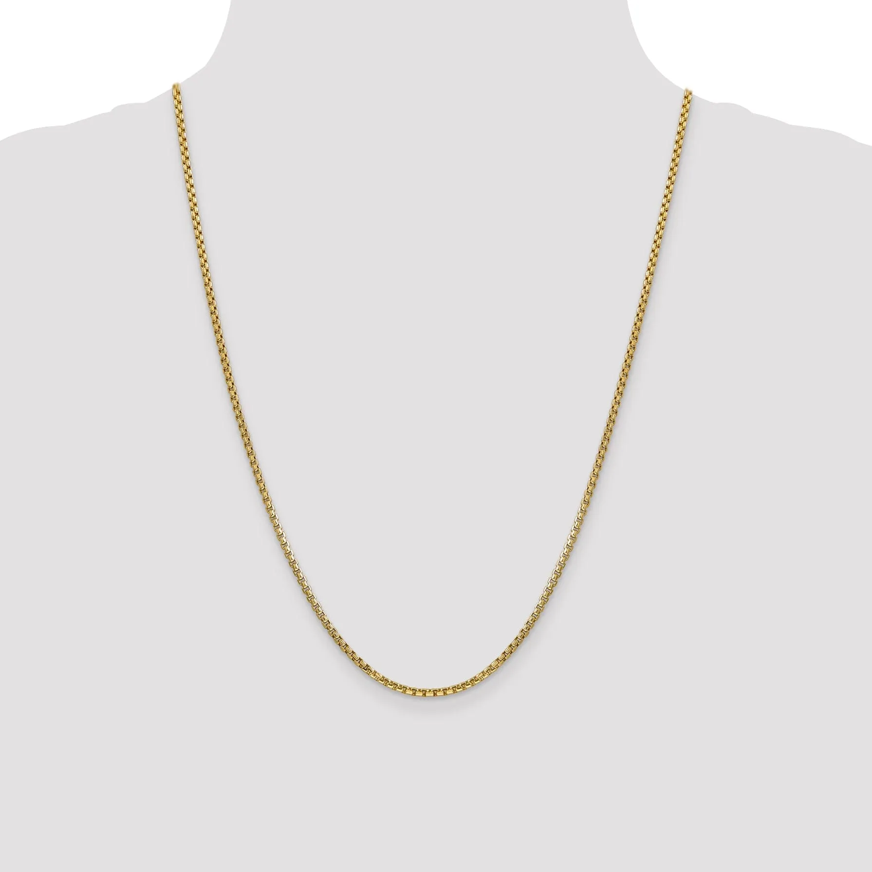 14k Yellow Gold 2.45mm Hollow Round Box Chain