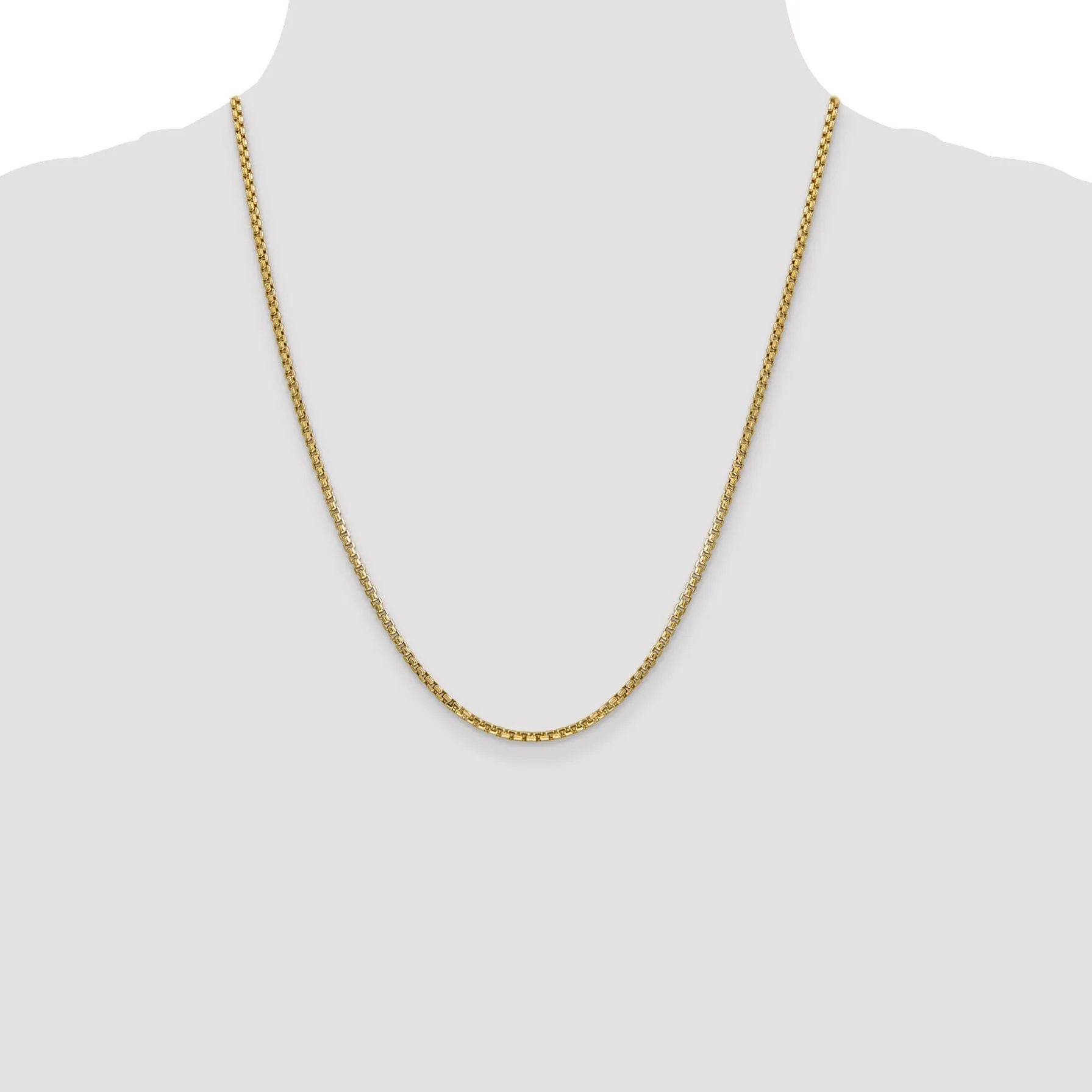 14k Yellow Gold 2.45mm Hollow Round Box Chain