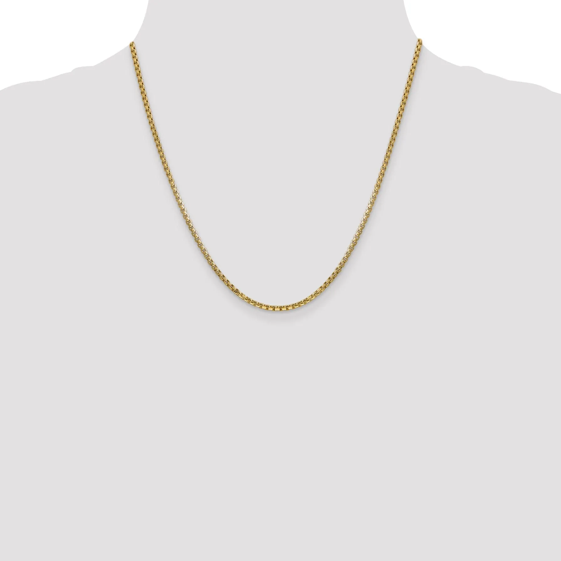 14k Yellow Gold 2.45mm Hollow Round Box Chain