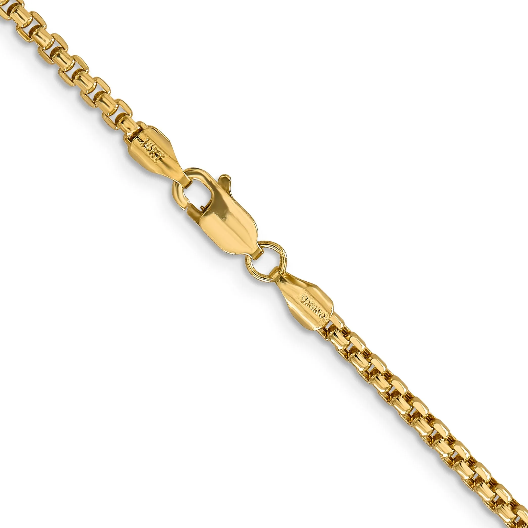 14k Yellow Gold 2.45mm Hollow Round Box Chain