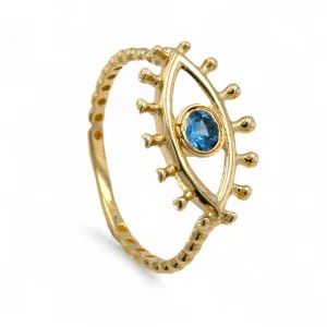 14K Yellow gold blue eye ring-227061