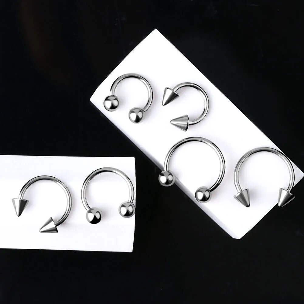 16G 2PCS Titanium Horseshoe Septum Ring Pack 8/10/12mm