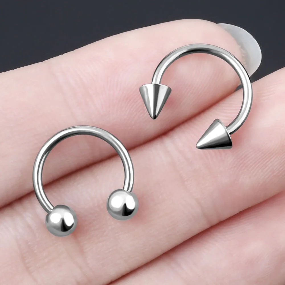 16G 2PCS Titanium Horseshoe Septum Ring Pack 8/10/12mm