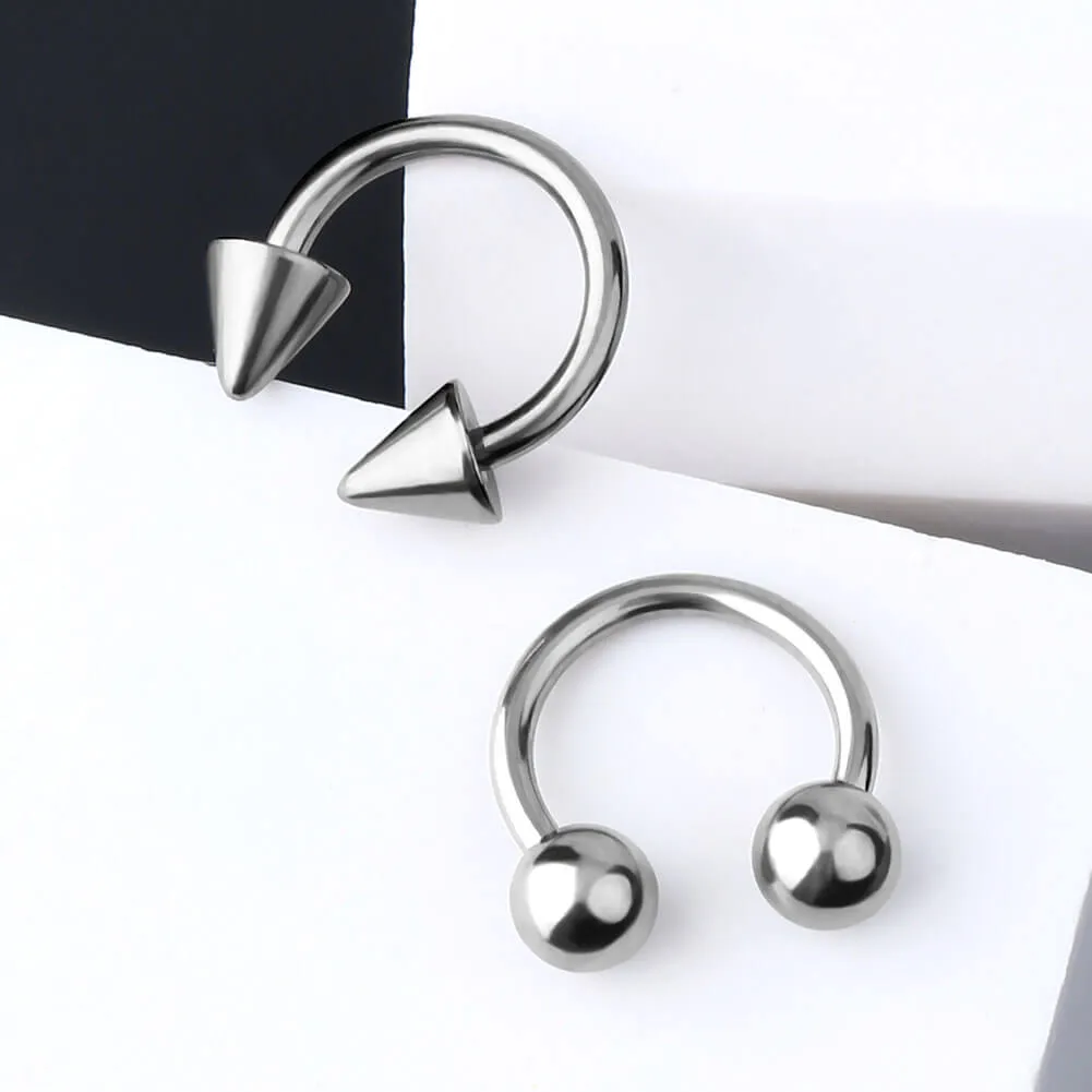 16G 2PCS Titanium Horseshoe Septum Ring Pack 8/10/12mm