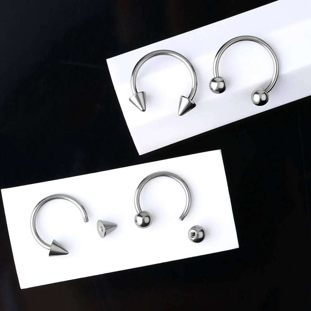 16G 2PCS Titanium Horseshoe Septum Ring Pack 8/10/12mm