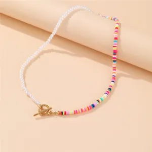 17KM Bohemian Colorful Bead Shell Necklace for Women Summer Short Beaded Collar Clavicle Choker Necklace Female Jewelry