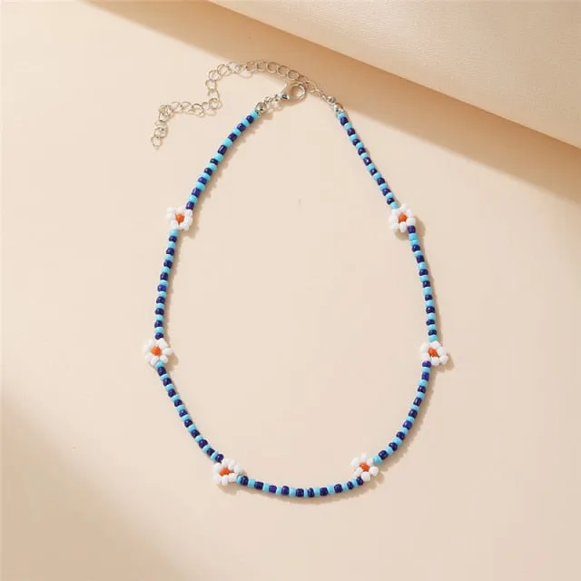 17KM Bohemian Colorful Bead Shell Necklace for Women Summer Short Beaded Collar Clavicle Choker Necklace Female Jewelry