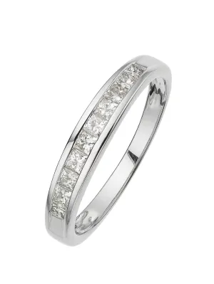 18ct White Gold 0.50ct Princess Cut Diamond Half Eternity Ring