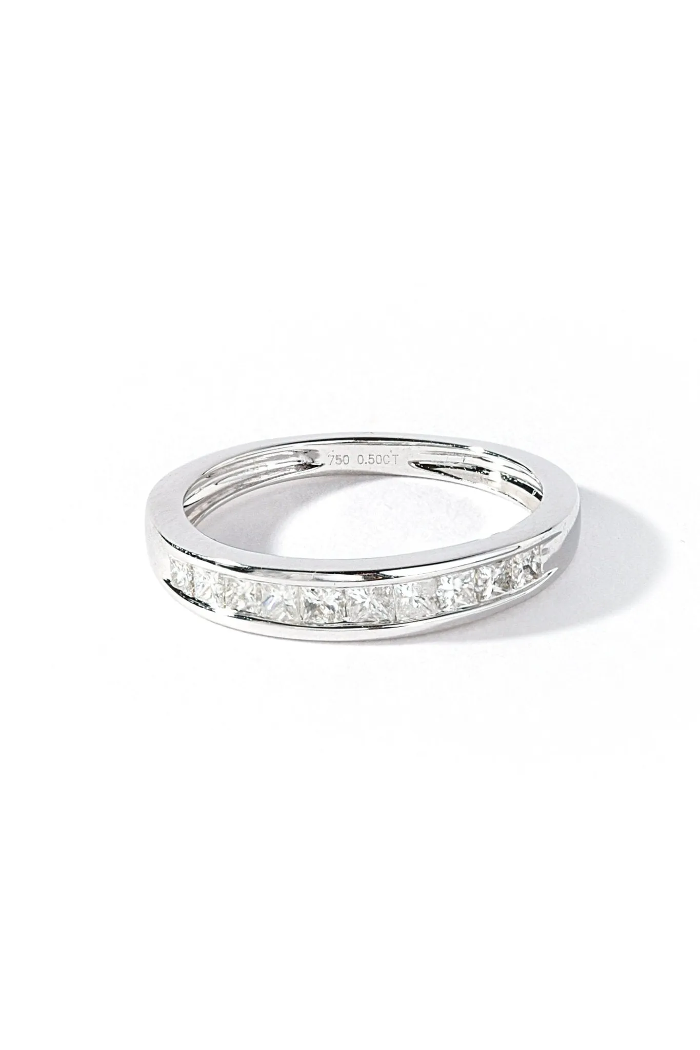 18ct White Gold 0.50ct Princess Cut Diamond Half Eternity Ring