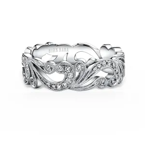 18K White Gold Romantic Waves Diamond Wedding Band