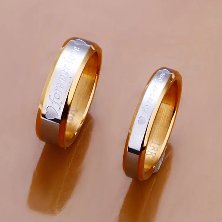 1pcs Never fade engagement gold silver plated forever Love letter jewerly accessories Women & Men wedding Couple Rings