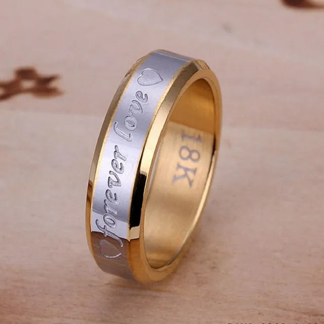 1pcs Never fade engagement gold silver plated forever Love letter jewerly accessories Women & Men wedding Couple Rings