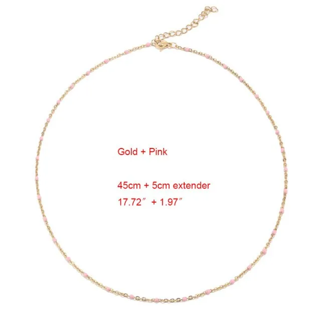 1pcs Stainless Steel Gold/Silver Color Choker Necklace Enamel Satellite Beaded Cable Ball Chain Choker Womens Necklaces