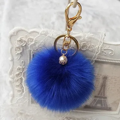 2016 Hot Sale, Fluffy Ball Keychain Cute Pompom Simulation Rabbit Fur Ball Key Chain For Car Key Ring Car Bag Pendant Chaveiro