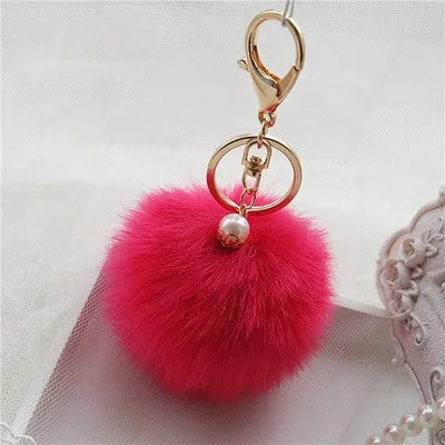 2016 Hot Sale, Fluffy Ball Keychain Cute Pompom Simulation Rabbit Fur Ball Key Chain For Car Key Ring Car Bag Pendant Chaveiro