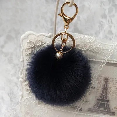 2016 Hot Sale, Fluffy Ball Keychain Cute Pompom Simulation Rabbit Fur Ball Key Chain For Car Key Ring Car Bag Pendant Chaveiro