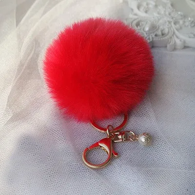 2016 Hot Sale, Fluffy Ball Keychain Cute Pompom Simulation Rabbit Fur Ball Key Chain For Car Key Ring Car Bag Pendant Chaveiro