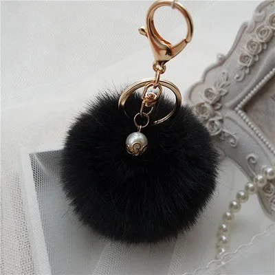 2016 Hot Sale, Fluffy Ball Keychain Cute Pompom Simulation Rabbit Fur Ball Key Chain For Car Key Ring Car Bag Pendant Chaveiro