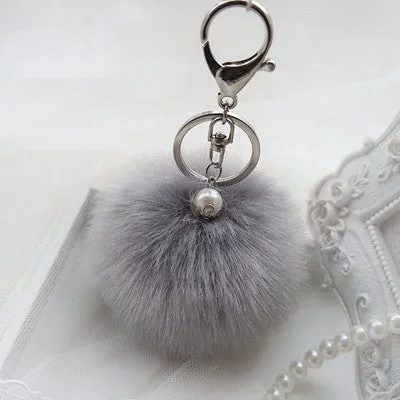 2016 Hot Sale, Fluffy Ball Keychain Cute Pompom Simulation Rabbit Fur Ball Key Chain For Car Key Ring Car Bag Pendant Chaveiro