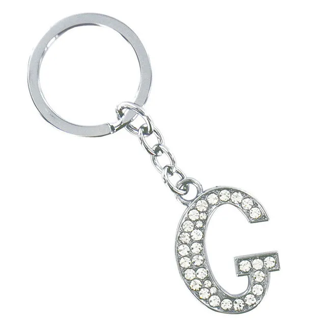 2016 Hot Sale New 1 Pieces English Letters A-Q Keychain Personality Creative Key Chain Car Crystal Alloy Key Chains Key Rings