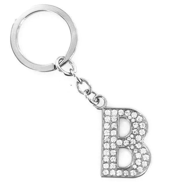 2016 Hot Sale New 1 Pieces English Letters A-Q Keychain Personality Creative Key Chain Car Crystal Alloy Key Chains Key Rings