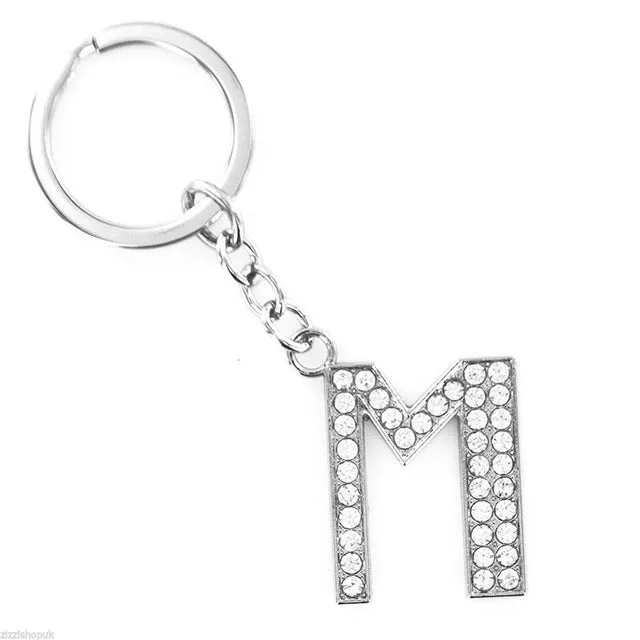 2016 Hot Sale New 1 Pieces English Letters A-Q Keychain Personality Creative Key Chain Car Crystal Alloy Key Chains Key Rings