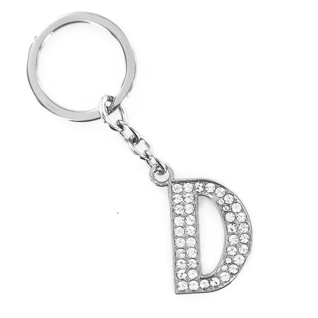 2016 Hot Sale New 1 Pieces English Letters A-Q Keychain Personality Creative Key Chain Car Crystal Alloy Key Chains Key Rings