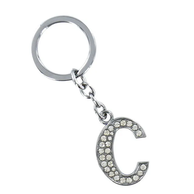 2016 Hot Sale New 1 Pieces English Letters A-Q Keychain Personality Creative Key Chain Car Crystal Alloy Key Chains Key Rings