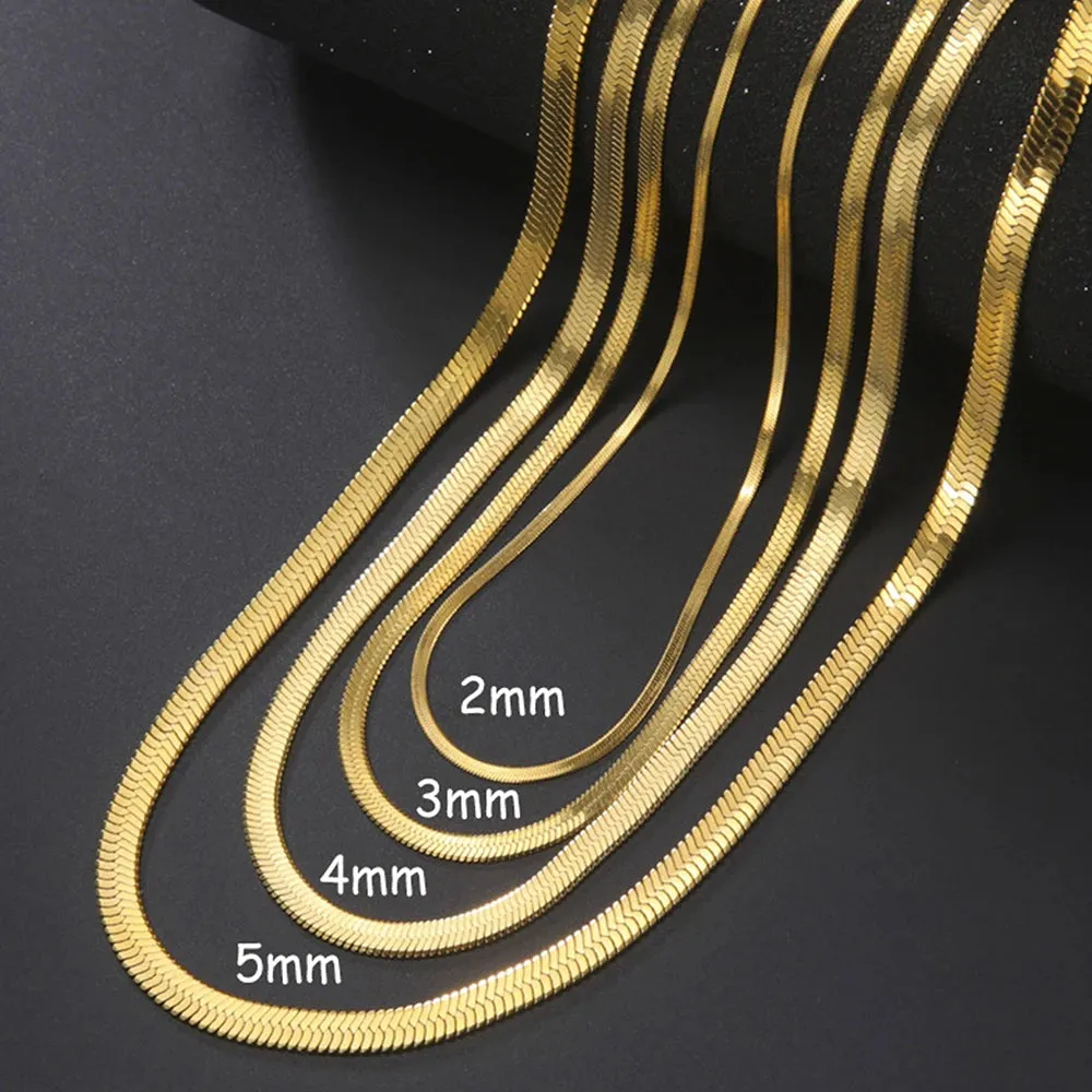 316L Stainless Steel Snake Chain Necklace for Women Men Gold Color Herringbone Choker Neck Chains 2023 Trend Jewelry Gift Hot