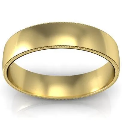 5mm Milgrain Wedding Ring in 18k