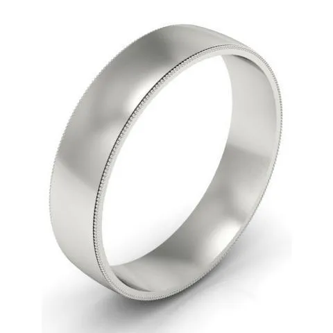 5mm Milgrain Wedding Ring in 18k