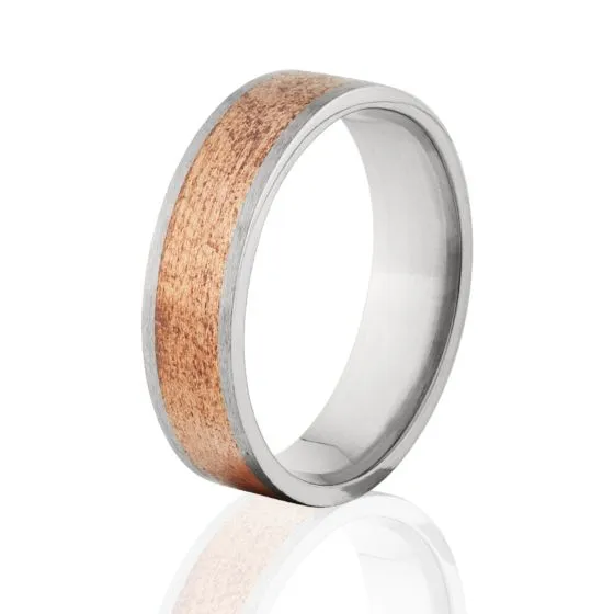 6mm Titanium Ring with Copper Inlay - Men's Wedding Rings