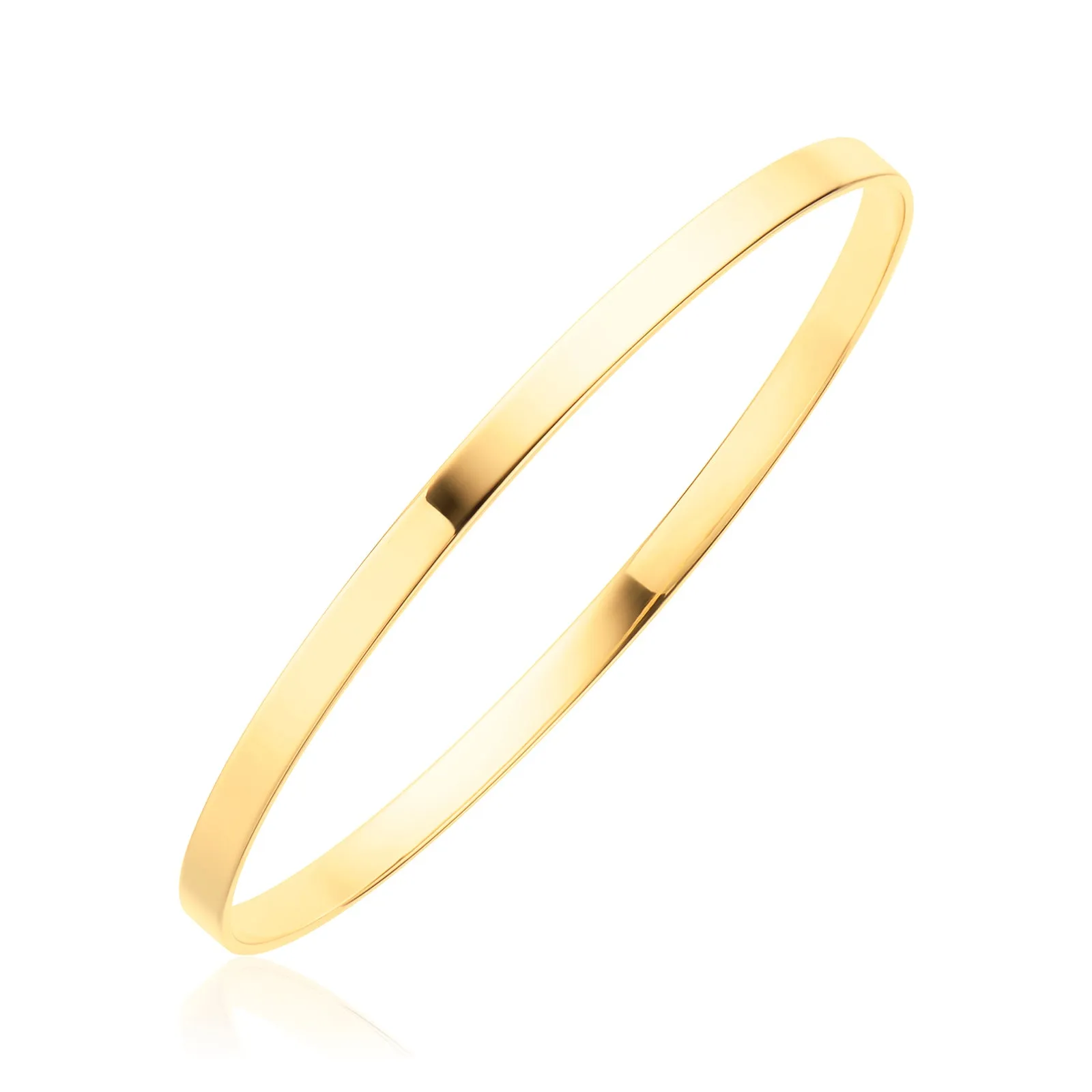 9ct Yellow Gold 63x4mm Solid Polished Flat Bangle