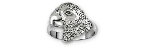 African Grey Jewelry Sterling Silver Handmade African Grey Ring  AFG3X-R