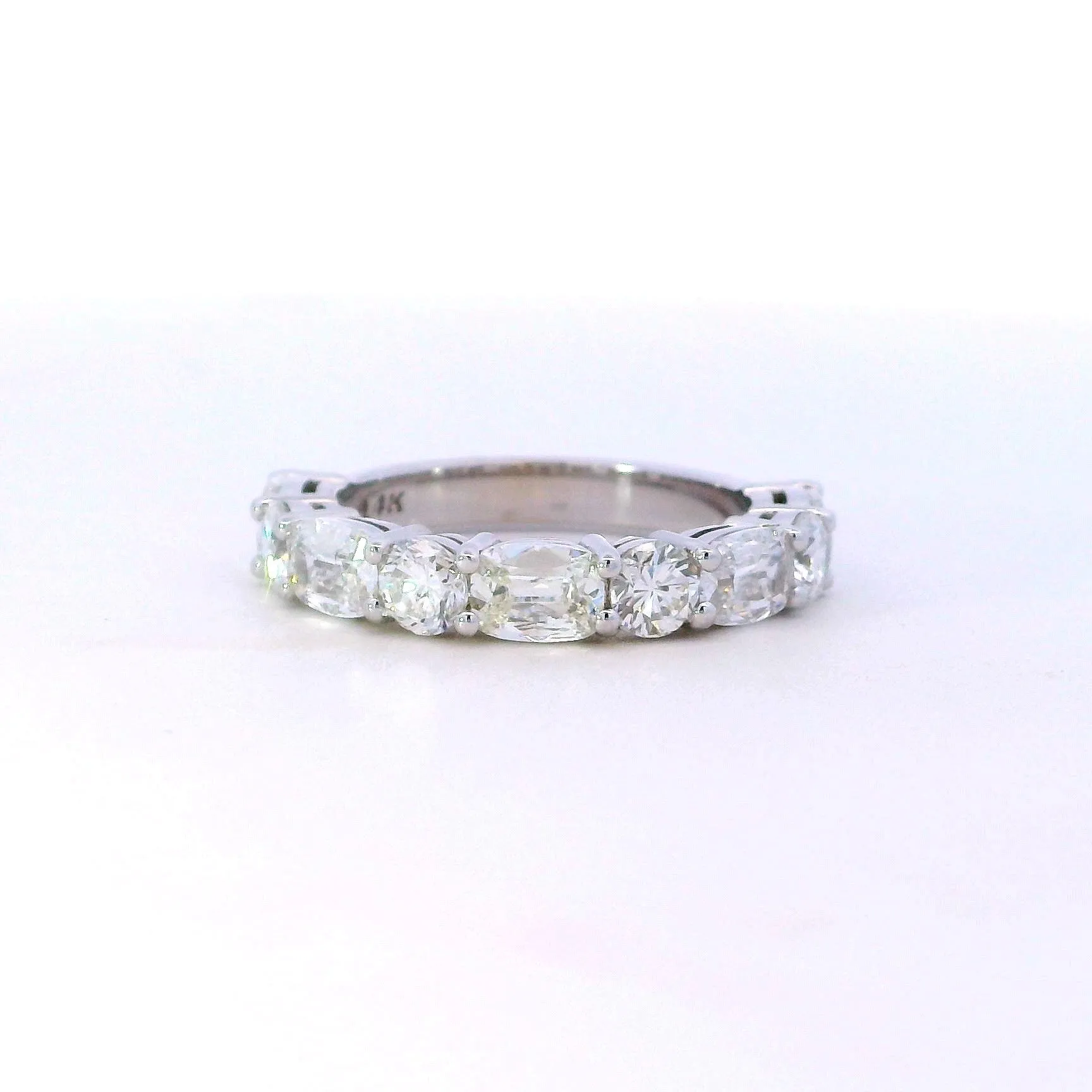 Alternating Cushion and Round Diamond Half Eternity Band